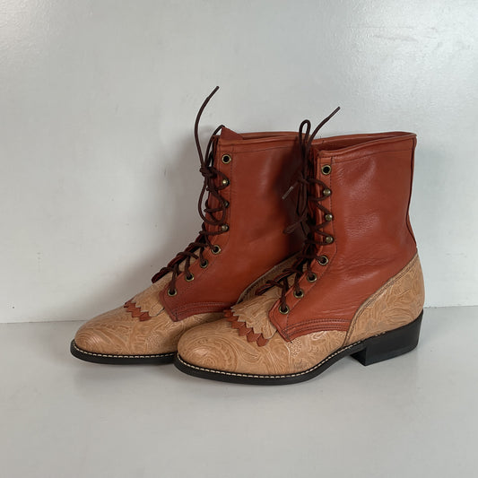 Vintage Laredo Women’s Kiltie Packer Boots 8 M Granny Tooled