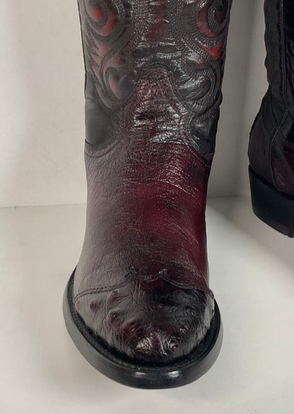 Corral Smooth Ostrich Cowboy Boots | Black Cherry | Men’s 6 EE | Women’s 7