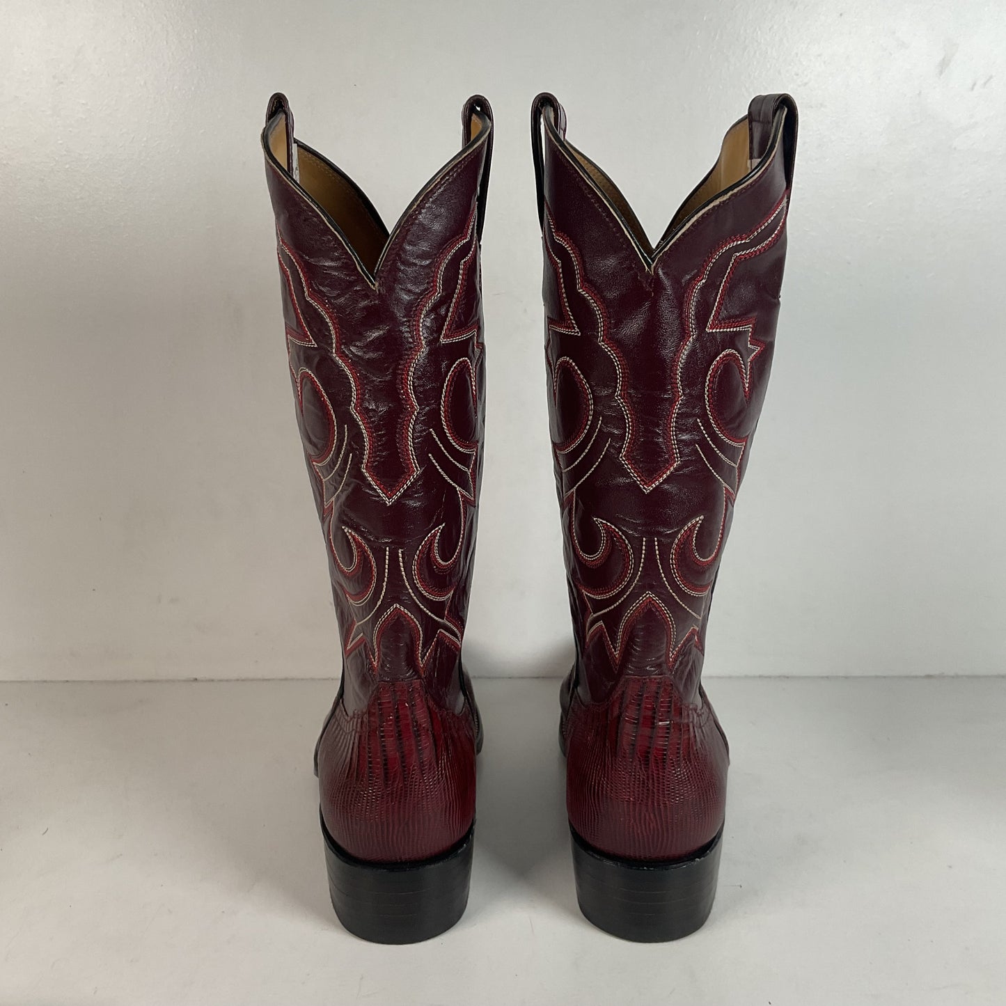 Silvertown Lizard Cowboy Boots | Cranberry Red | Men’s 7.5 C | Women’s 8.5