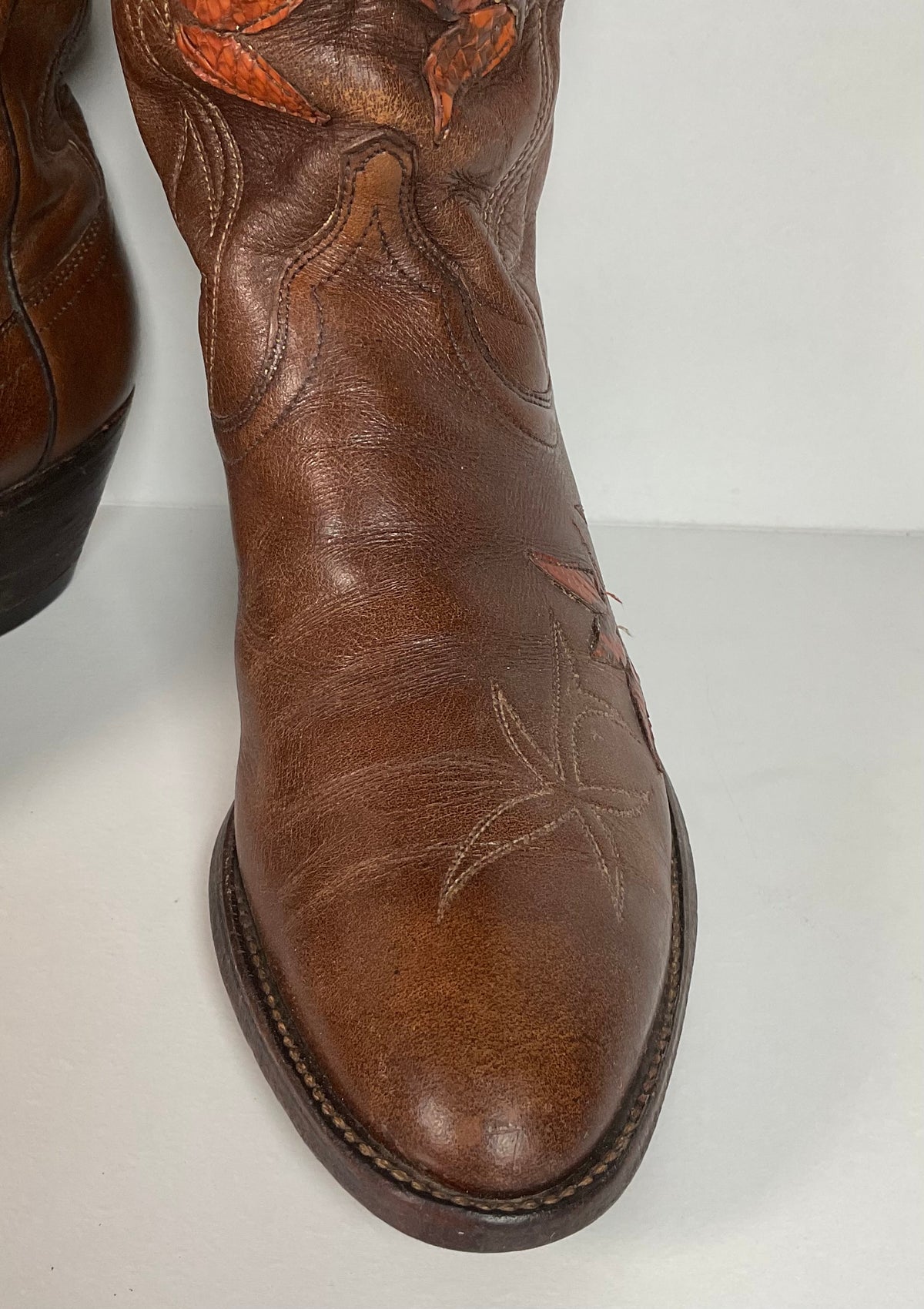 Vintage Dan Post Tulip Cowgirl Boots | Snakeskin | Men’s 8.5 | Women’s 9.5