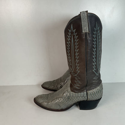 Vintage Dan Post Grey Python Cowgirl Boots 8 C USA Made