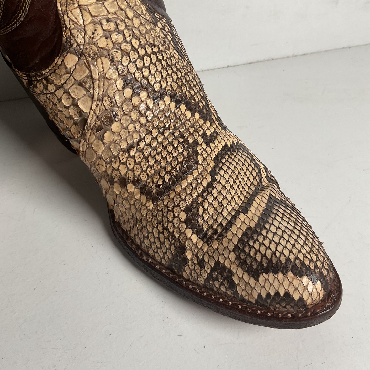 Vintage Dan Post Tall Python Cowgirl Boots 7.5 C USA Made Reticulated