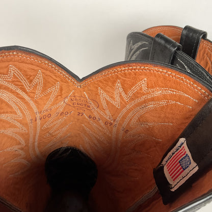 Vintage Nocona Cowboy Boots | Glossy Black Veal | USA Made | Men’s 9.5 EE