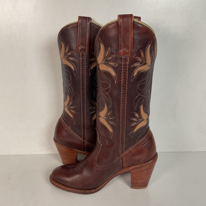 Vintage Dingo Acme Tulip Cowgirl Boots 6 M Tooled USA Made