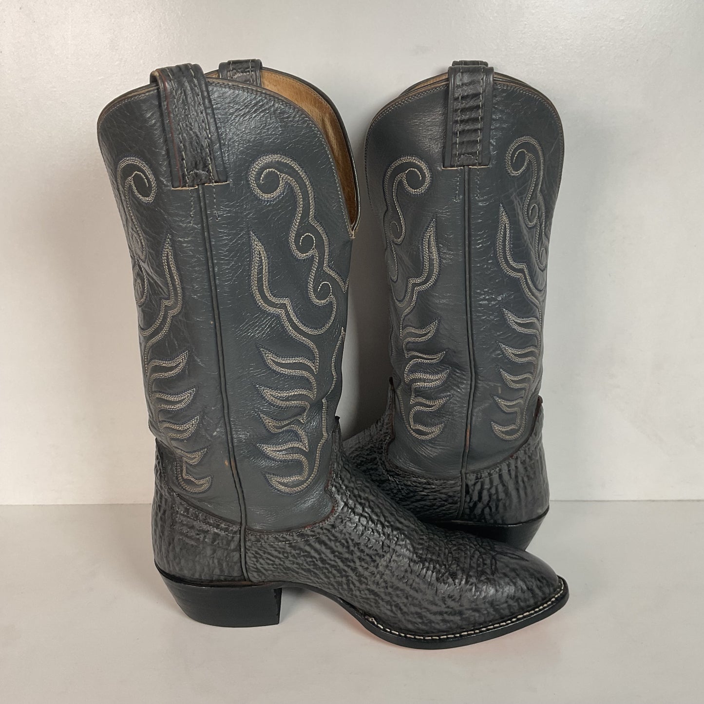 Hondo Exotic Sharkskin Cowboy Boots 8.5 D New Half Soles
