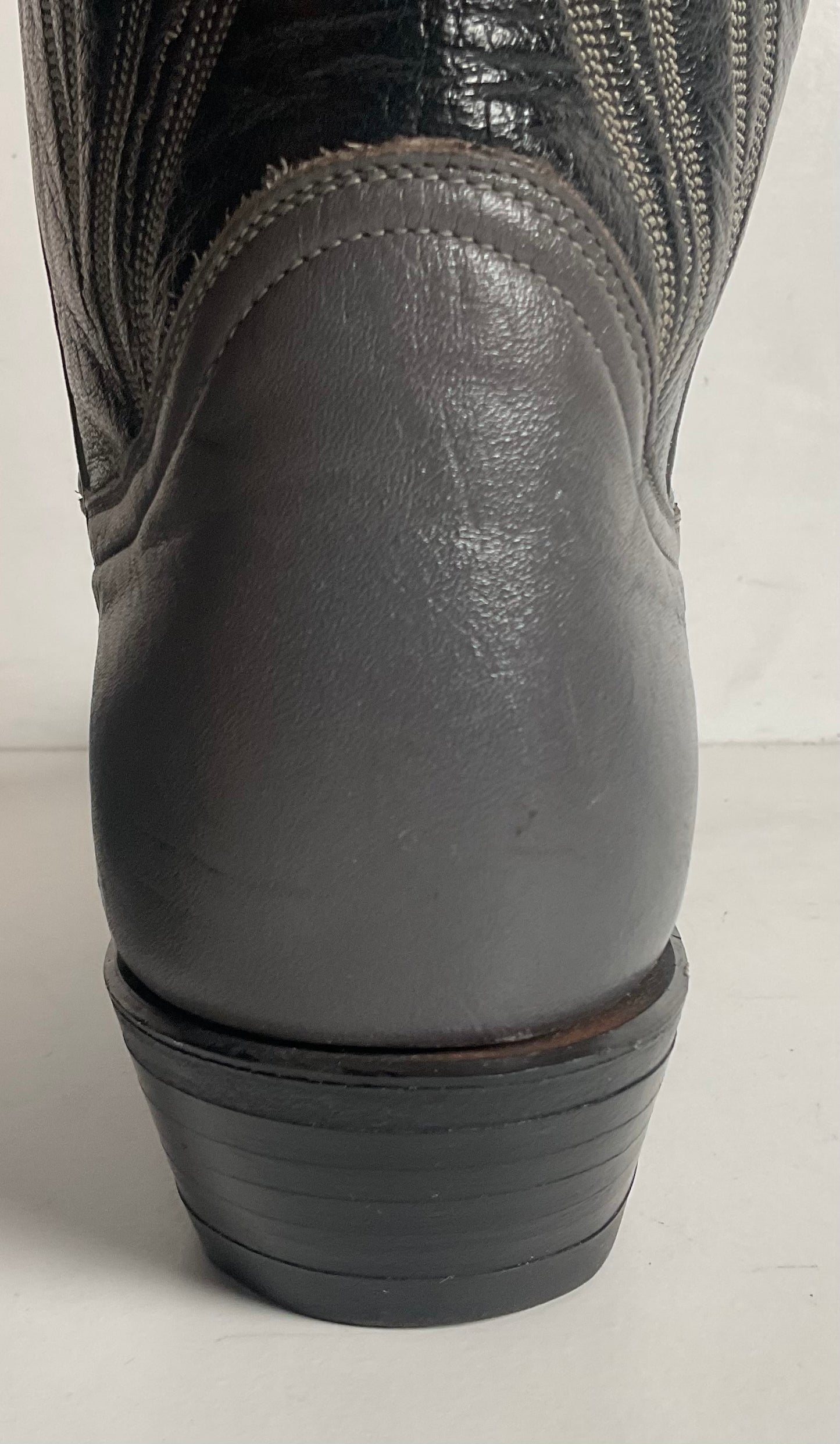 Vintage Tony Lama Charcoal Grey Wingtip Cowboy Boots 9 B Lizard Gold Label
