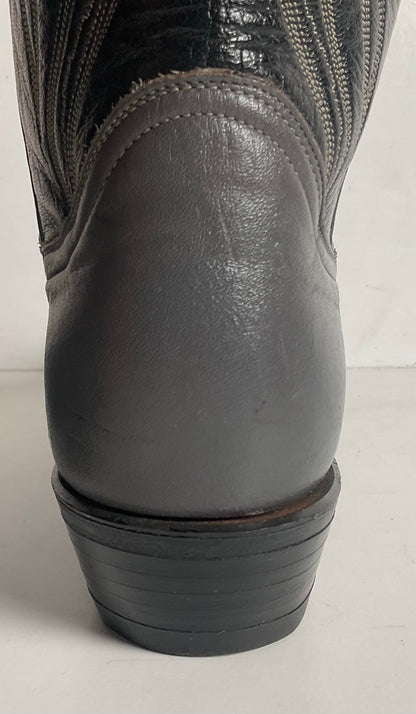 Vintage Tony Lama Charcoal Grey Wingtip Cowboy Boots 9 B Lizard Gold Label