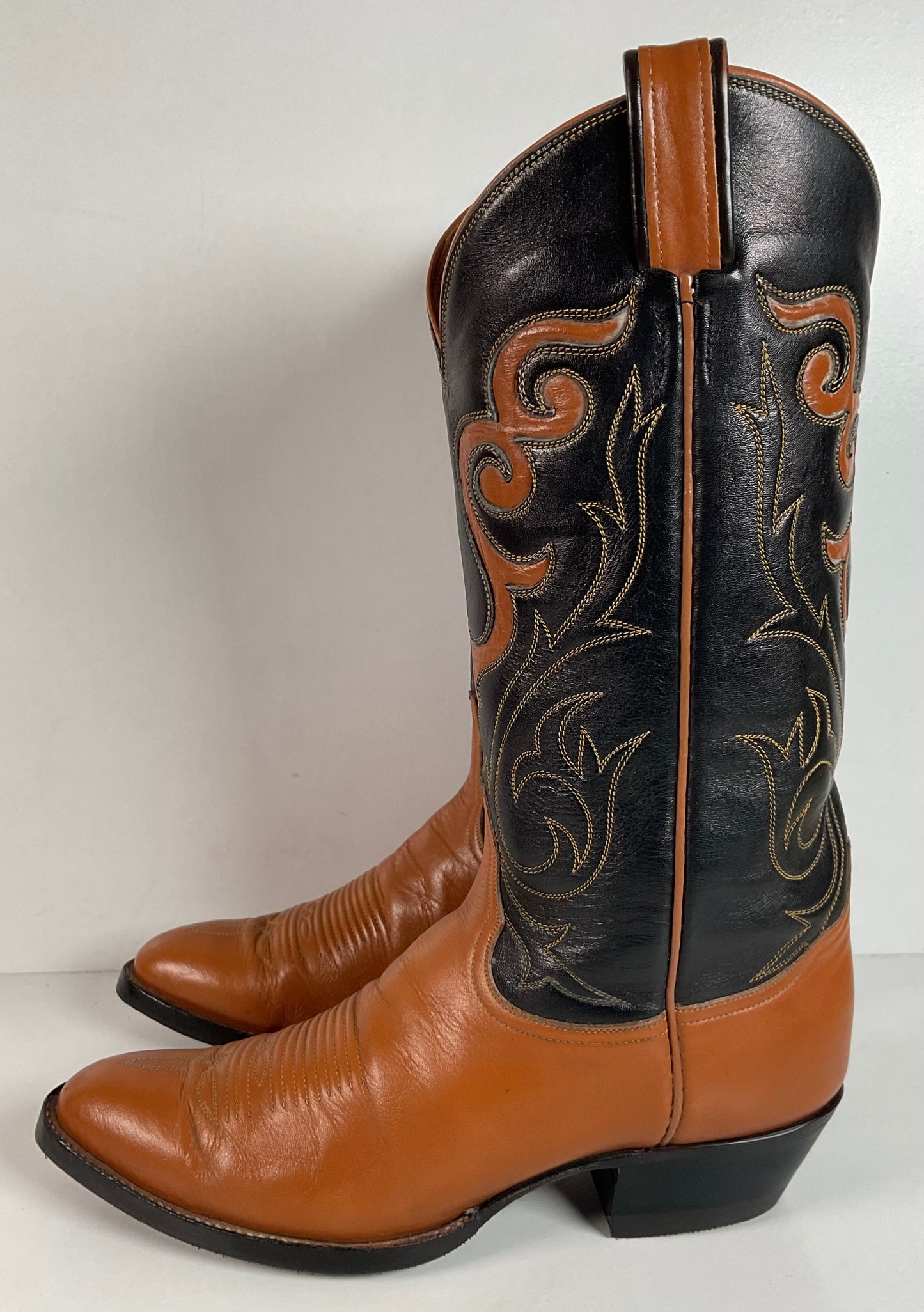 Vintage 60s Tony Lama Longhorn Cowboy Boots Men’s 8.5 | Women’s 10 Gold Label