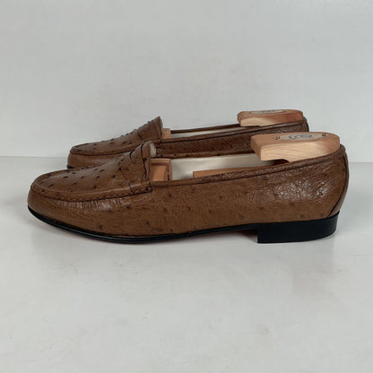 Helene Arpels Ostrich Quill Penny Loafers | Exotic | Brown | 10.5 B