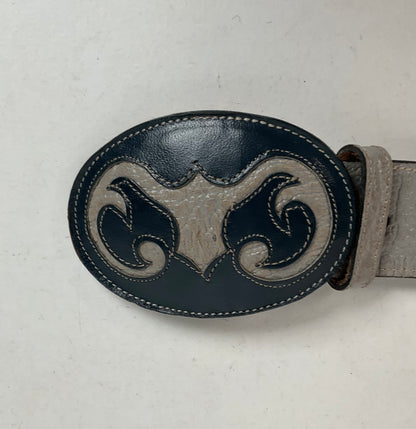 Tony Lama Antelope Skin Belt 36 Navy Blue Exotic USA Made