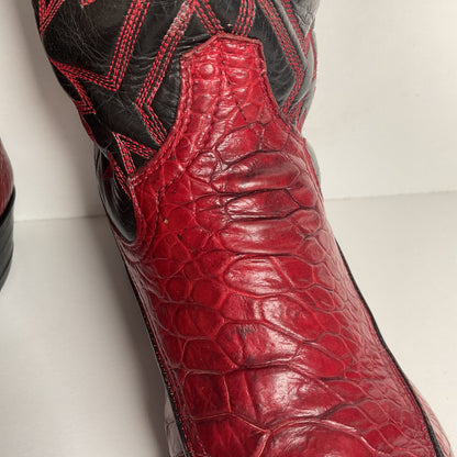 Vintage Cowtown Algonquin Toe Cowboy Boots | Pre-Ban Sea Turtle | Red | Men’s 8 D