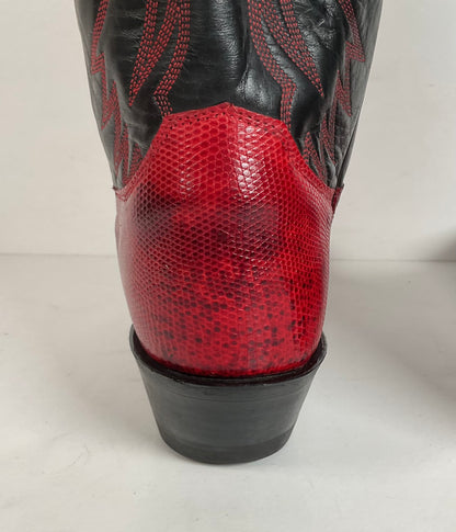 Vintage Justin Teju Lizard Cowgirl Boots | USA Made | Ruby Red | Women’s 7.5 B