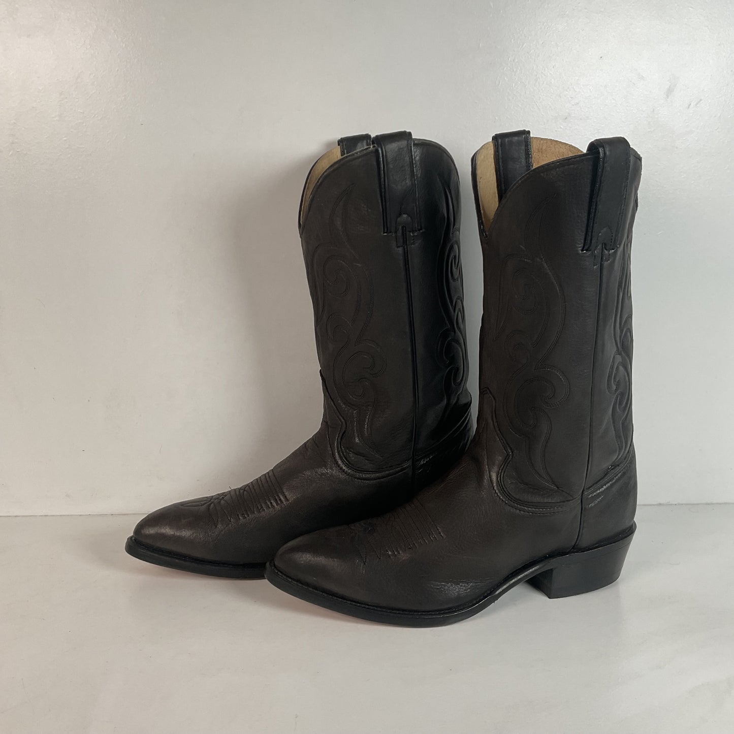 Vintage Wrangler Dark Grey Cowboy Boots 10 D Soft Tennessee Deer Skin