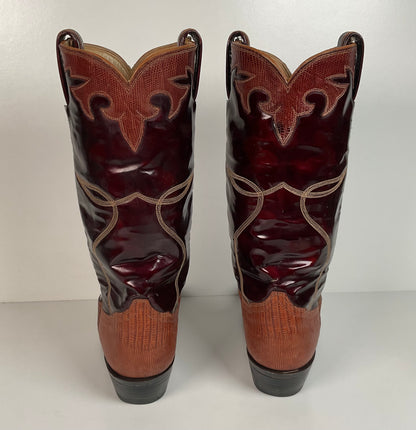 Vintage Tony Lama Teju Lizard Cowgirl Boots | Patent Leather | 6 C | Women’s 7