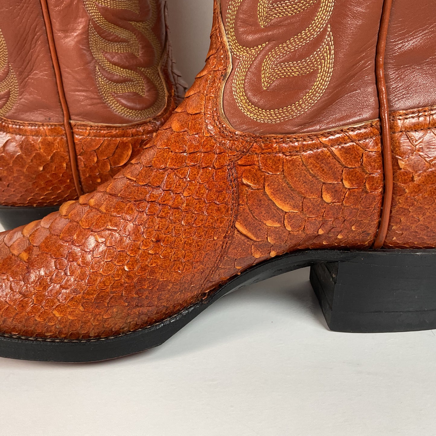Vintage Tony Lama Python Snakeskin Cowboy Boots | Gold Label | Men’s 8 D