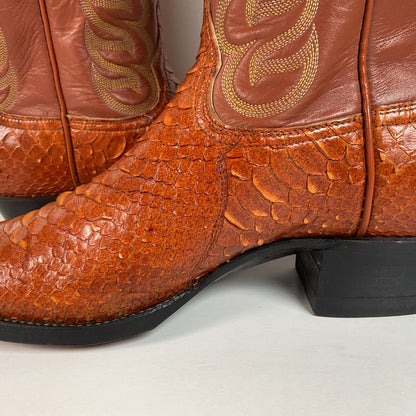 Vintage Tony Lama Python Snakeskin Cowboy Boots | Gold Label | Men’s 8 D