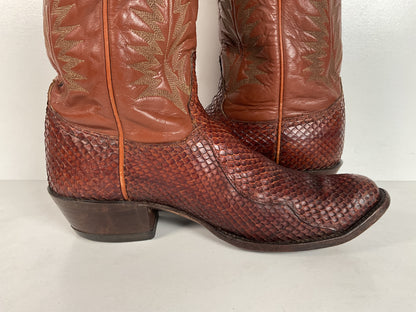 Tony Lama Anaconda Cowboy Boots | Exotic Snakeskin | Thrashed | Gold Label | 9.5