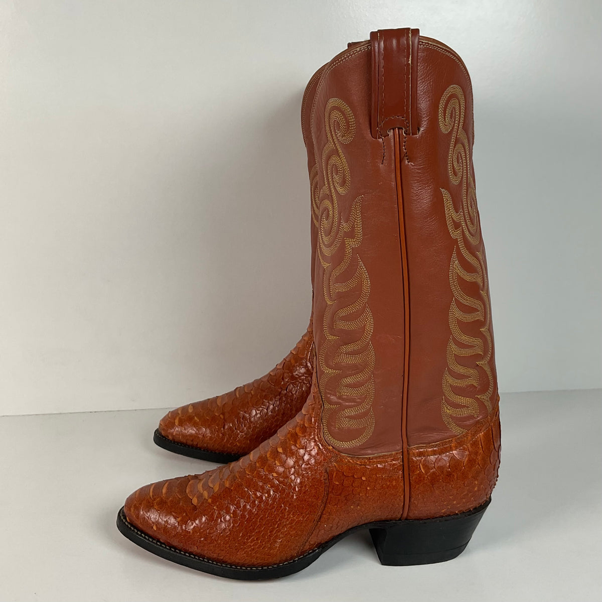 Vintage Tony Lama Python Snakeskin Cowboy Boots | Gold Label | Men’s 8 D