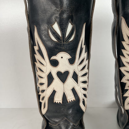 Vintage Thunderbird Cowboy Boots | Tooled Inlays | Mule Ear | 1960s | Men’s 9