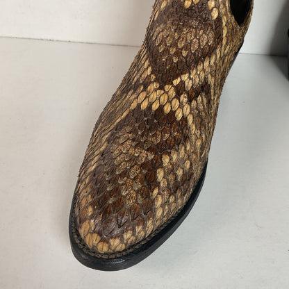 Diamondback Rattlesnake Cowboy Boots | Custom Made | Collar Overlay | Men’s 10 B