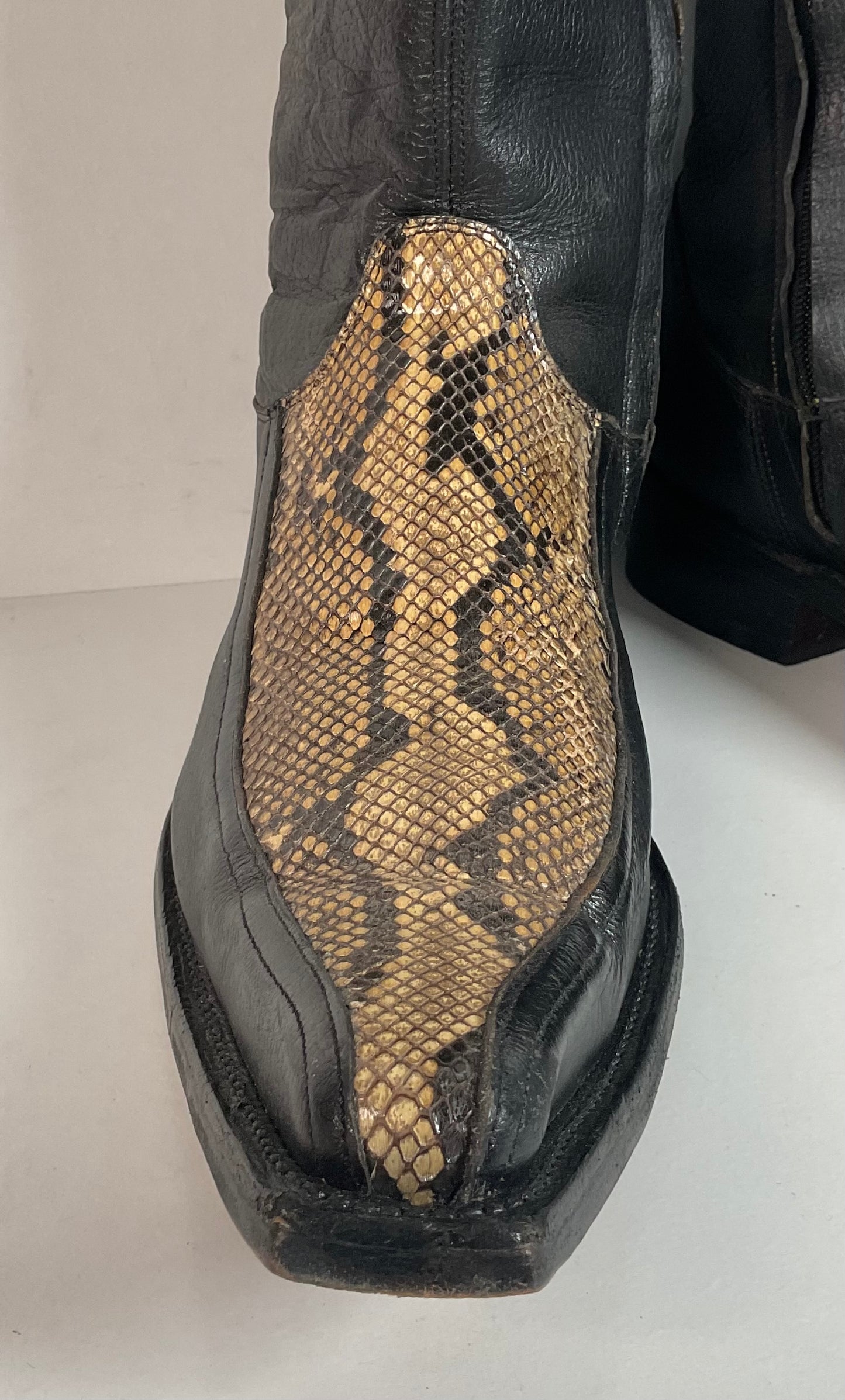 Python Snakeskin Ankle Boots | Western Side Zip | Mex 30.5 | USA 12.5