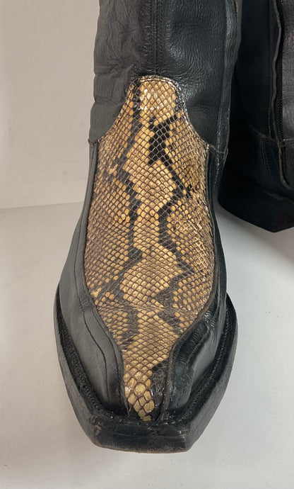 Python Snakeskin Ankle Boots | Western Side Zip | Mex 30.5 | USA 12.5