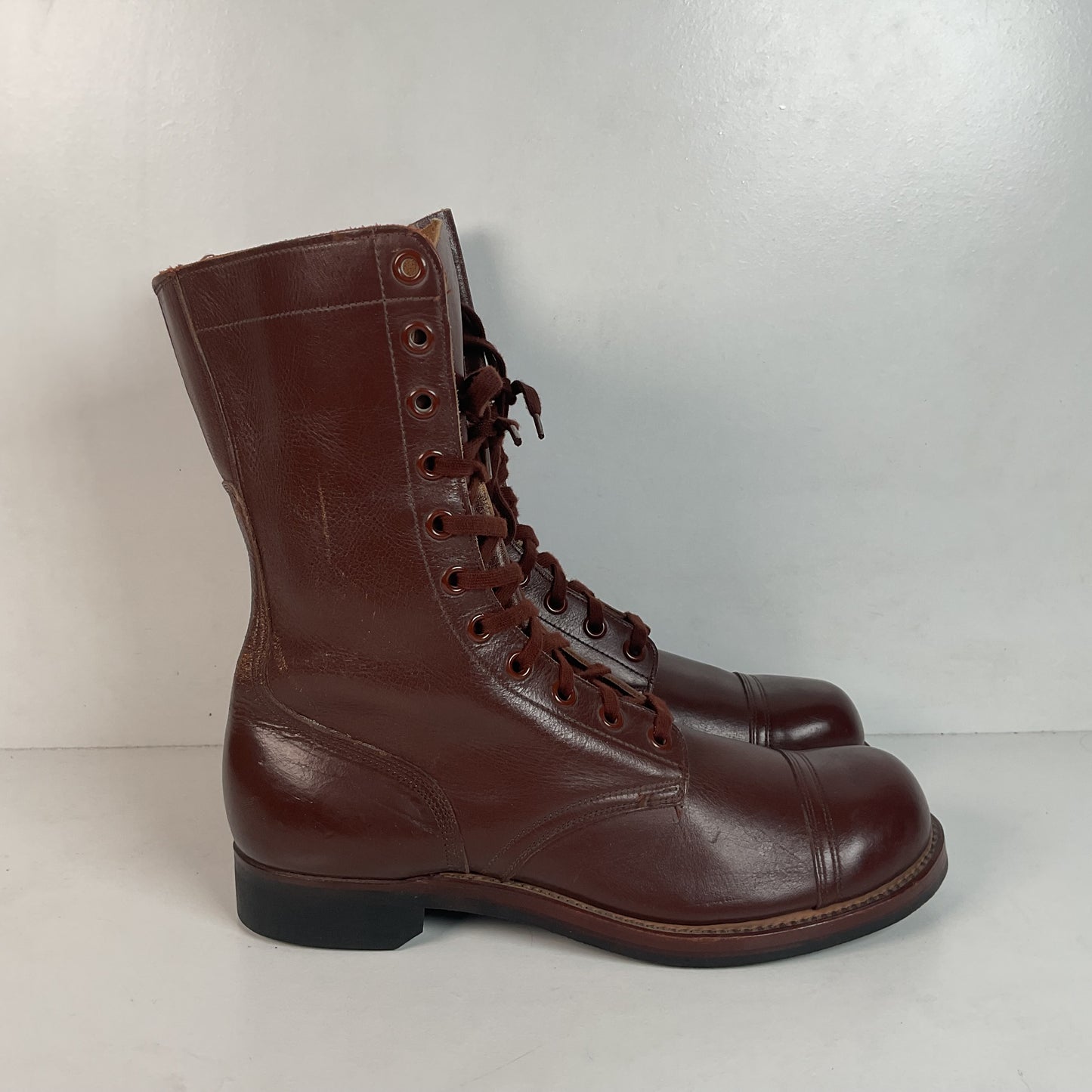 Vintage Vietnam War Brown Jump Boots 11 N (Narrow) Cap Toe Paratrooper