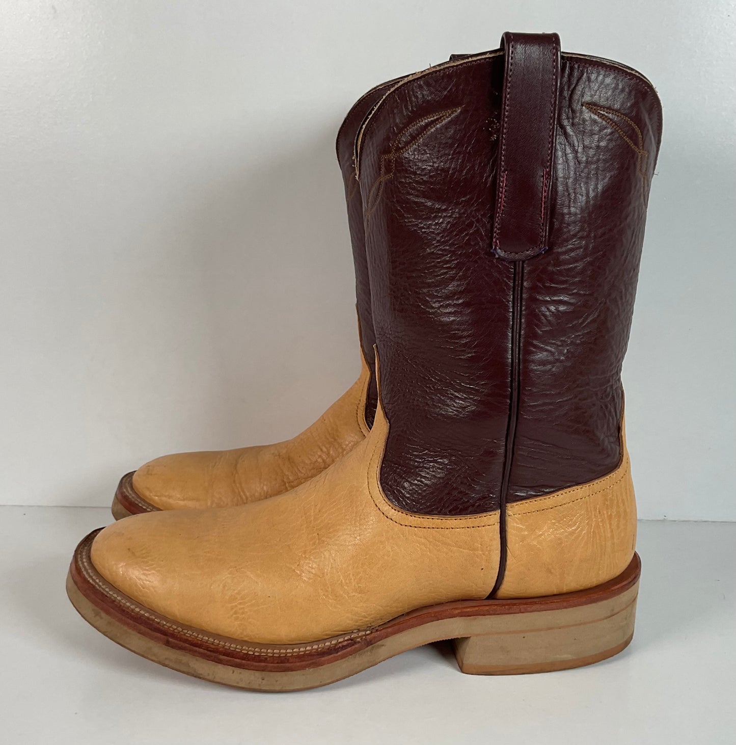 Anderson Bean Western Roper Boots 9.5 D Crepe Sole Bull Shoulder