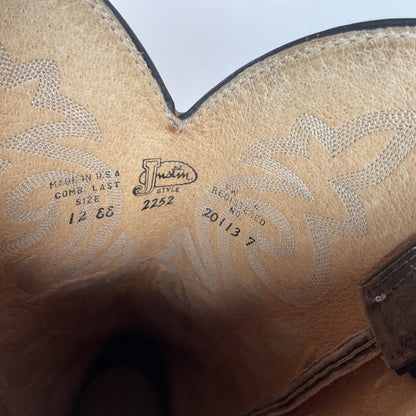 Vintage Justin Bay Apache Cowboy Boots 12 EE USA Made