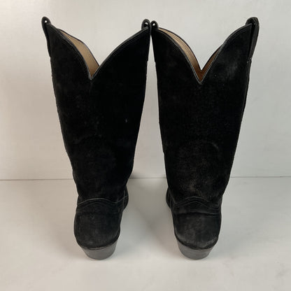 Vintage Nocona Black Suede Cowboy Boots 9 D USA Made Red Label