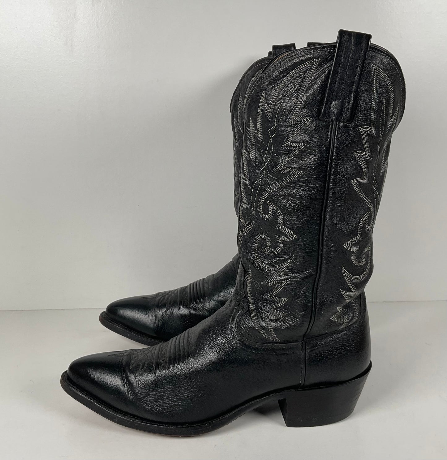 Vintage Dan Post Buck Skin Cowboy Boots | Classic Black | Men’s 10 D
