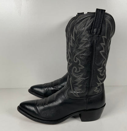 Vintage Dan Post Buck Skin Cowboy Boots | Classic Black | Men’s 10 D