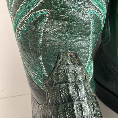 Cuadra Emerald Green Caiman Cowboy Boots 9.5 Exotic Tail Cut