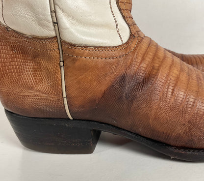 Vintage Cuadra Butterfly Cowgirl Boots | Teju Lizard | Tooled Inlays | Women’s 8