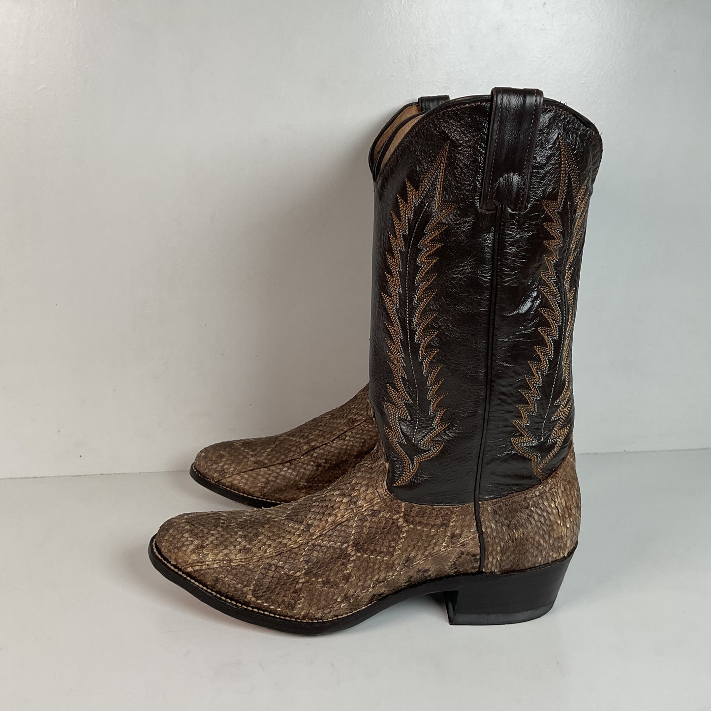 Vintage Abilene Diamondback Rattlesnake Cowboy Boots 10 D USA Made Snakeskin