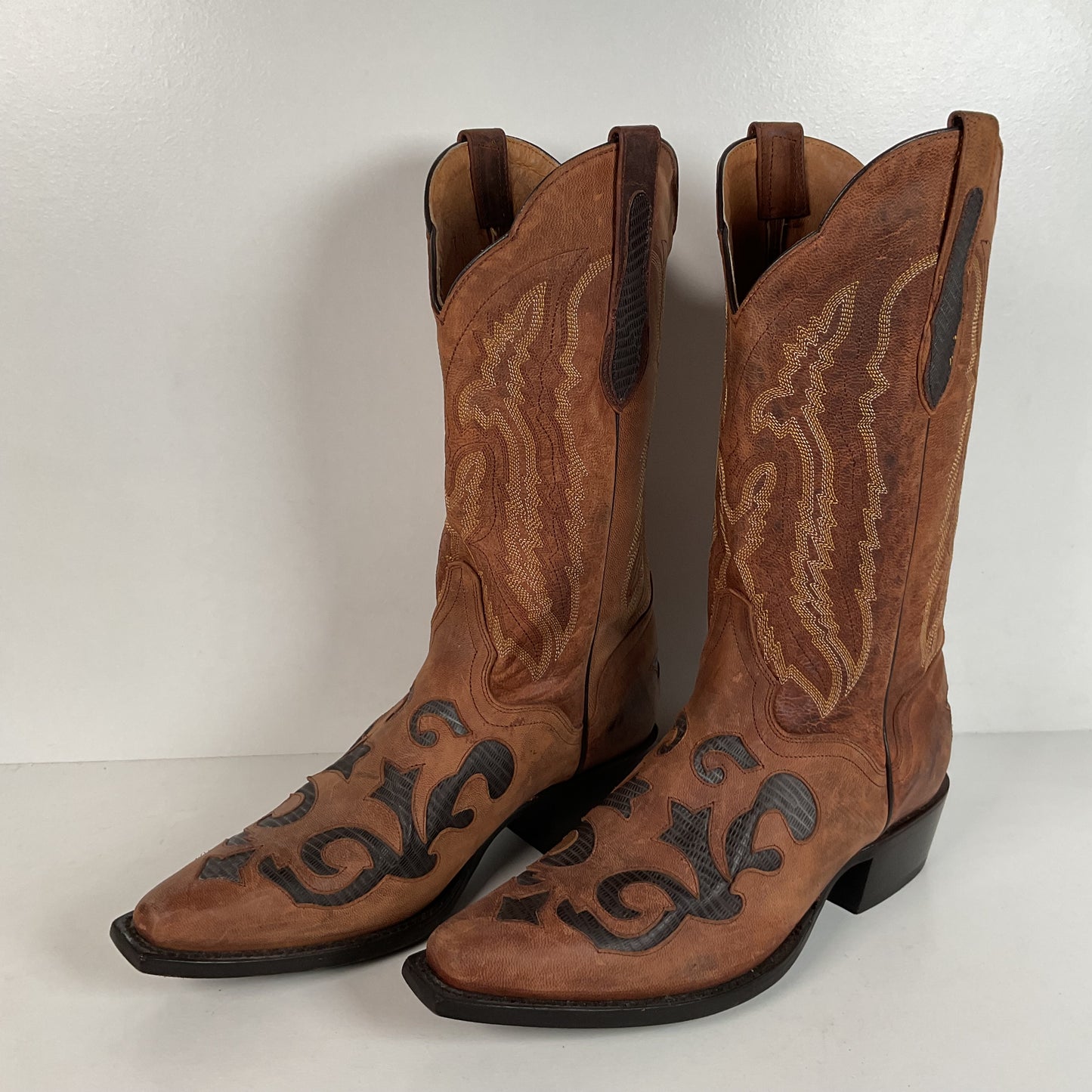 J. B. Dillon Goat Skin Cowboy Boots | Mad Dog | Tooled Inlays | Men’s 9 D