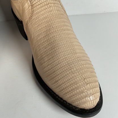 Tony Lama Teju Lizard Cowboy Boots | USA Made | Bone White | Men’s 8.5 D
