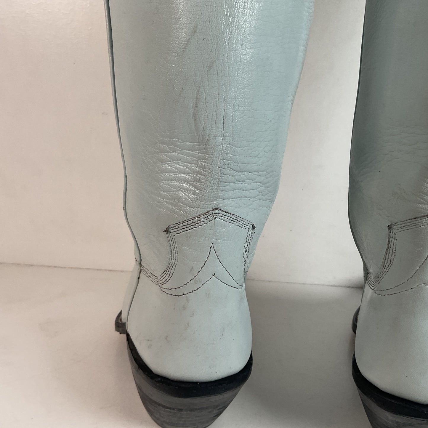 Custom Tall Top Cowboy Boots 11 Wide Shooter Style Off White