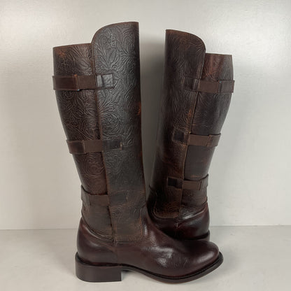 J.B. Dillon Western Riding Boots | Triple Buckle | Tooled | Women’s 8 B