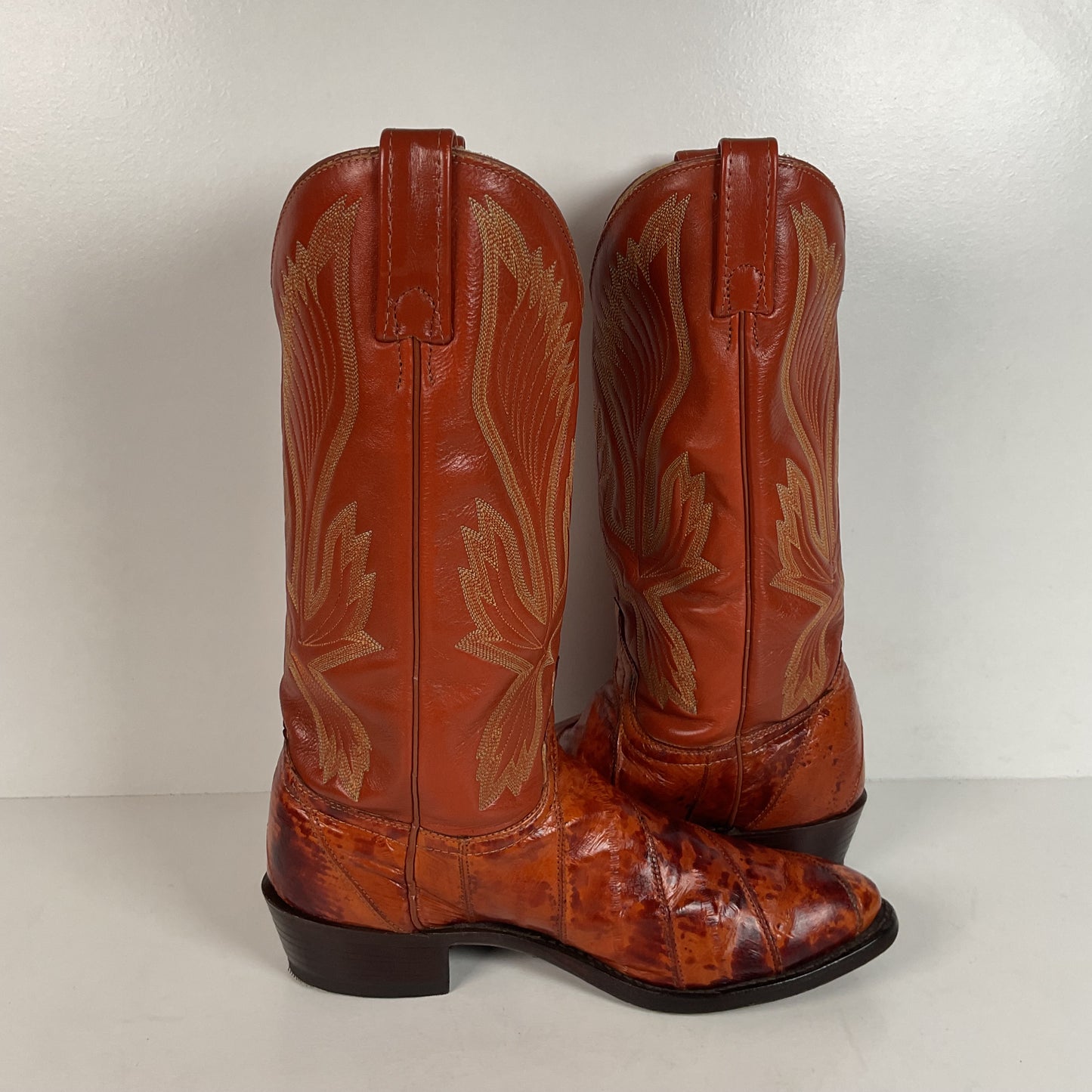 Vintage J. Chisholm Eel Skin Cowboy Boots | Exotic | USA Made | Men’s 8.5 D