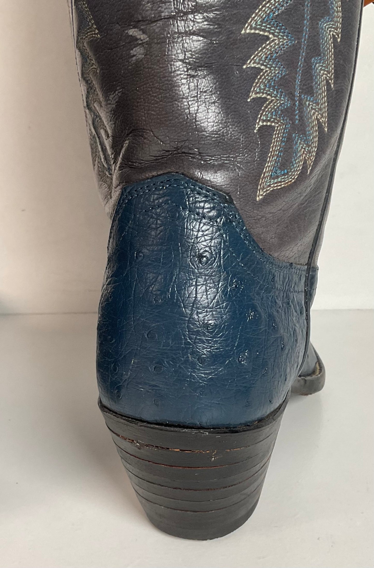 Vintage Justin Ostrich Quill Cowgirl Boots | USA Made | Royal Blue | Women’s 6.5 B