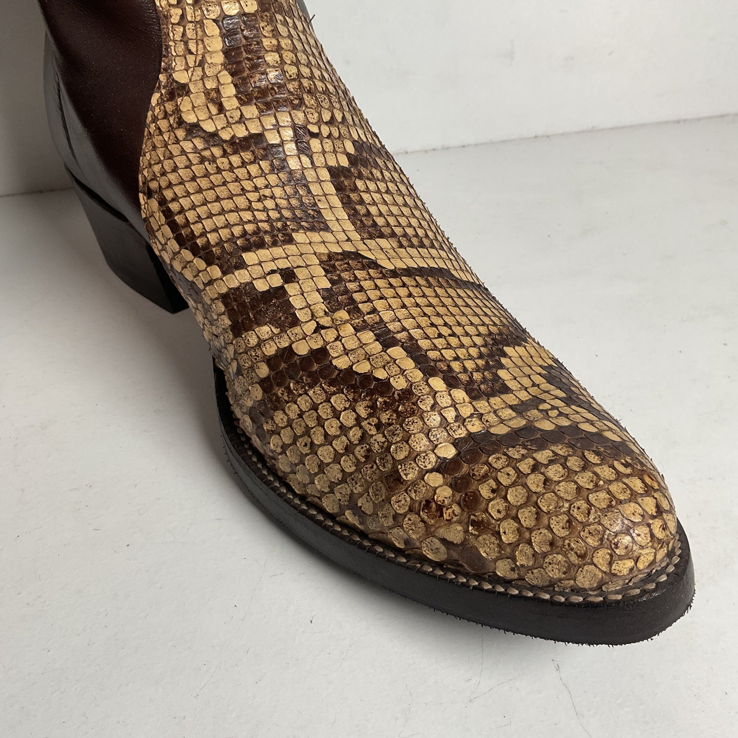 Vintage Justin Front Cut Python Cowboy Boots | USA Made | Triad Snakeskin | Men’s 9.5 D