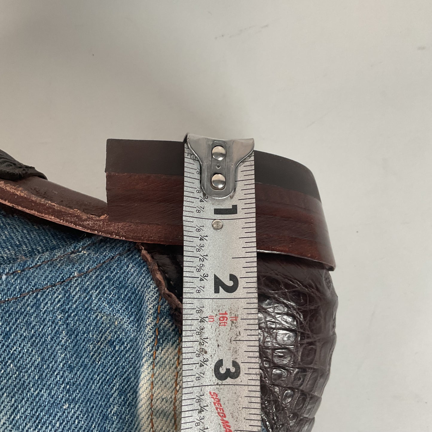 Denim Packer Boots | Caiman Cap Toe | Shark Skin Collar | Men’s 8 | Women’s 9.5