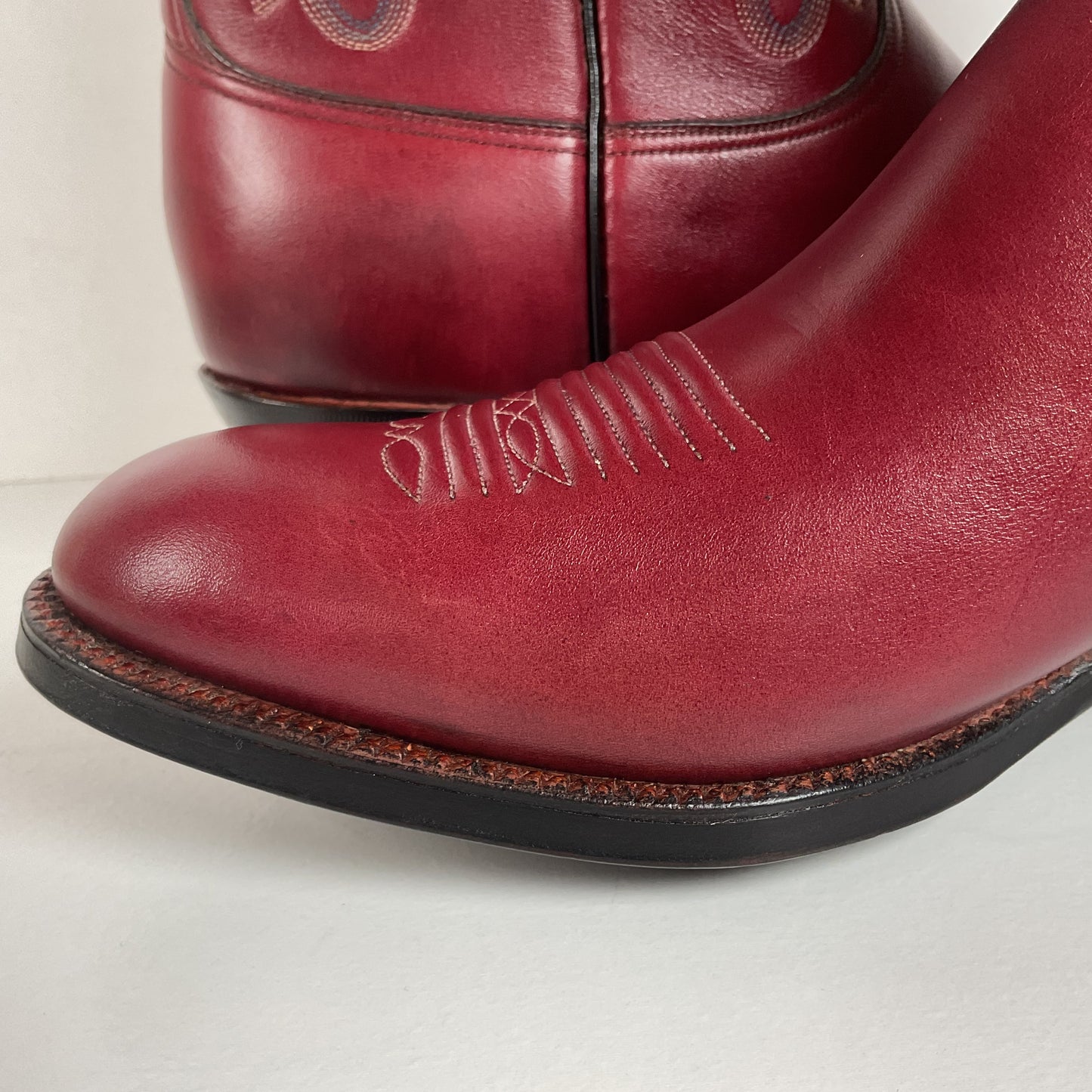 Vintage Lucchese San Antonio Cowboy Boots | Burgundy | Men’s 9 D