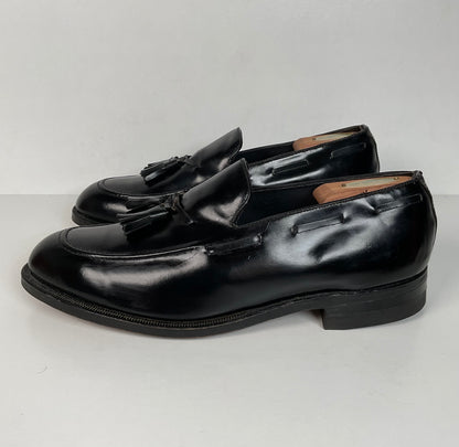 Vintage Florsheim Tassel Loafers | USA Made | Black Veal | High Shine | 10 EEE