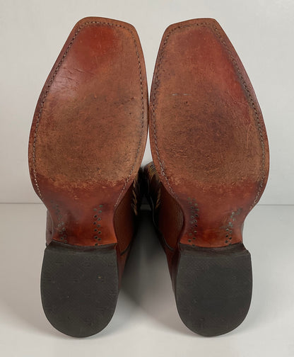 Justin Exotic Pin Quill Ostrich Cowboy Boots 9 D Cutter Toe USA Made