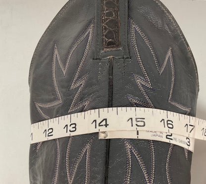 Vintage Exotic Cowboy Boots | Pre Ban | Grey | Wide | Men’s 10