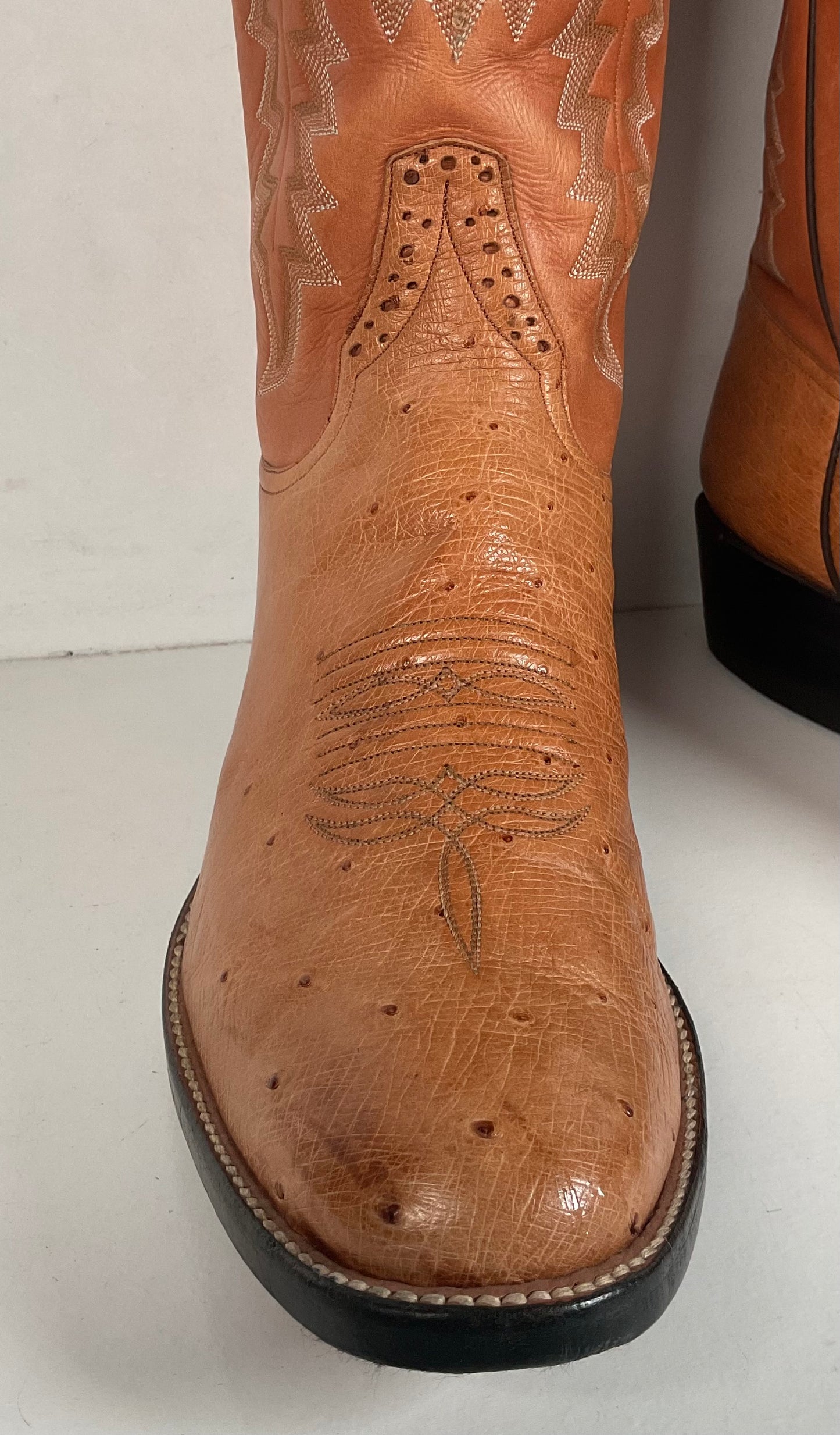 Rios Of Mercedes Smooth Ostrich Cowboy Boots 13 B Exotic USA Made