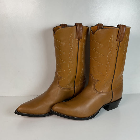 Vintage 1960s Tony Lama Gold Label Cowboy Boots 12 E Carmel Brown