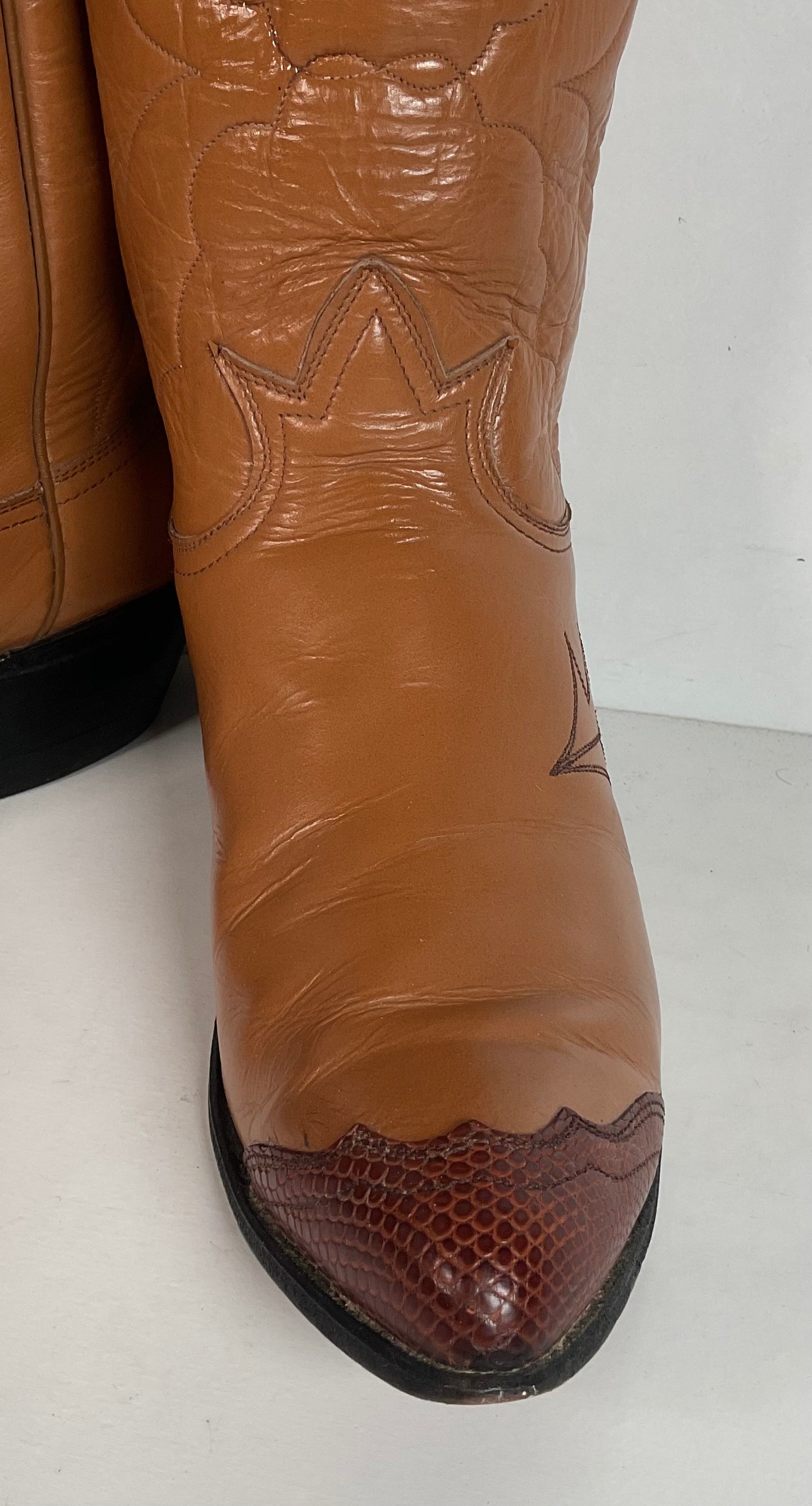 Vintage Tony Lama Lizard Wingtip Cowgirl Boots 7 A Black Label
